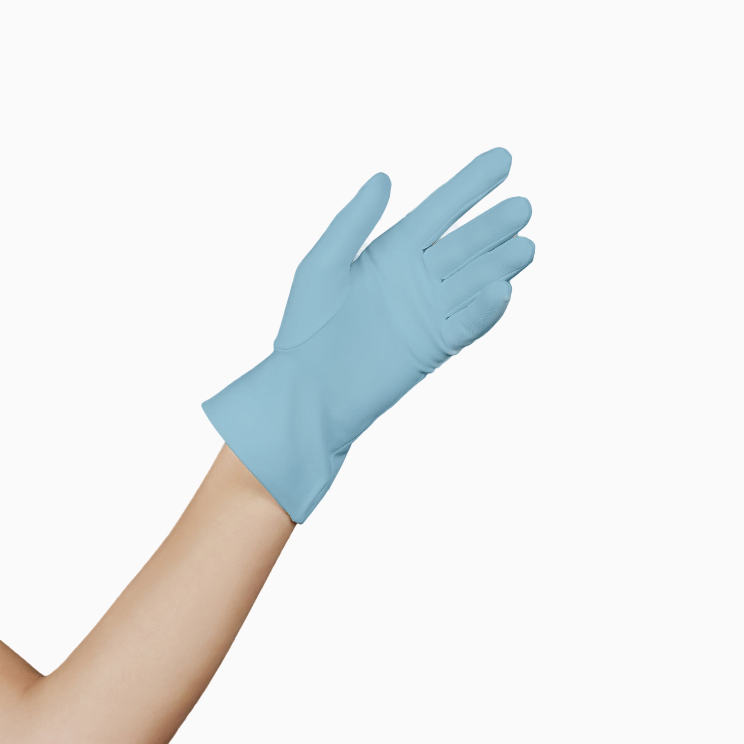 Open palm of the ISABELLE light blue gloves.