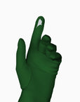 A 3d model of THE ISABELLE - Green Day Glove - Holiday Edition by LadyFinch with touchscreen index fingers pointing at a white background.