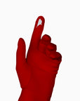 A 3d model of a hand with THE ISABELLE - Red Day Glove - Holiday Edition by LadyFinch on a white background.