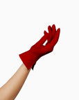 A woman's wrist-length hand in THE ISABELLE - Red Day Glove - Holiday Edition by LadyFinch.