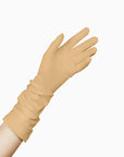 THE JILL women's glove in beige, with palm open.