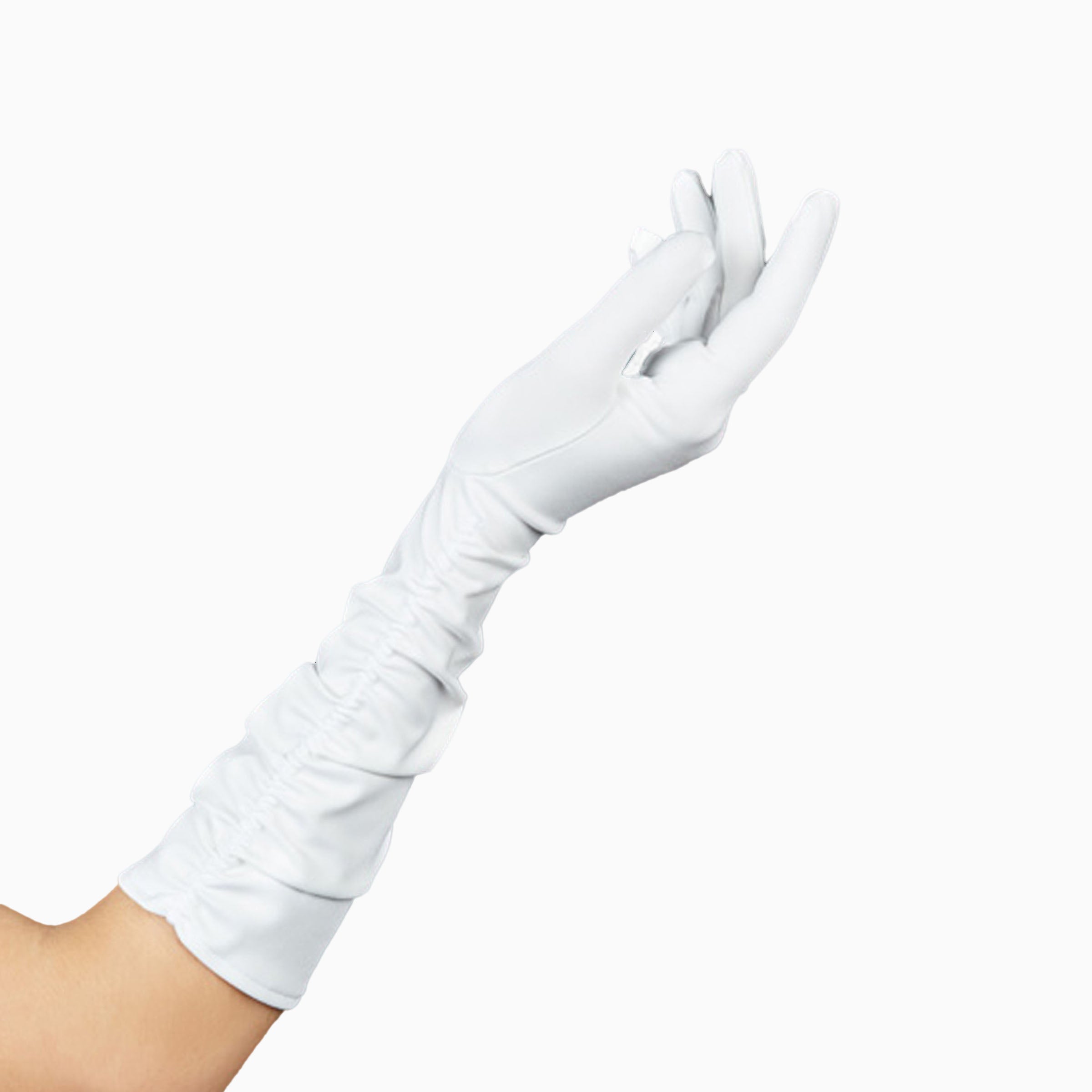 THE STEPHANIE Long elbow glove in White.