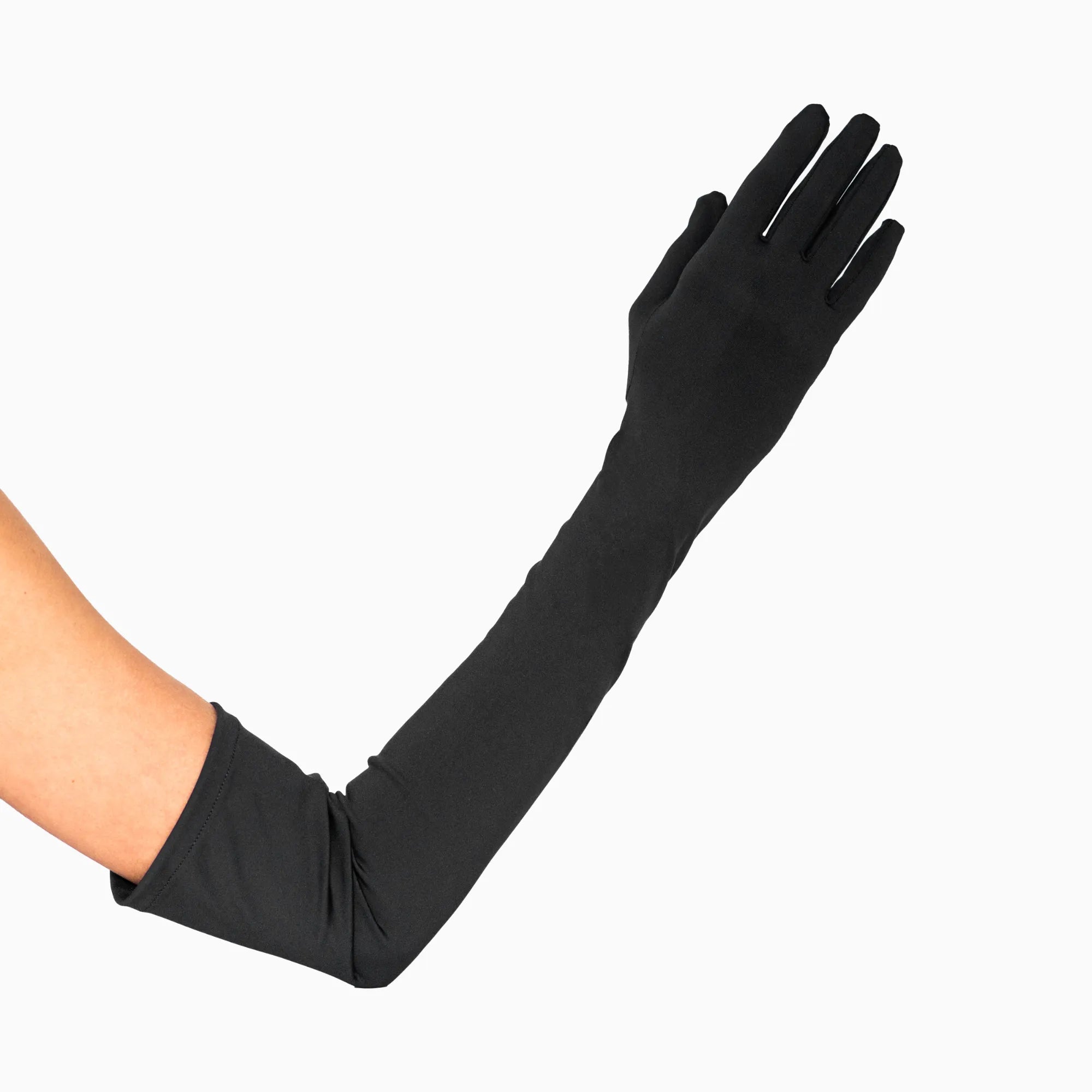 Black over the elbow opera womens glove.