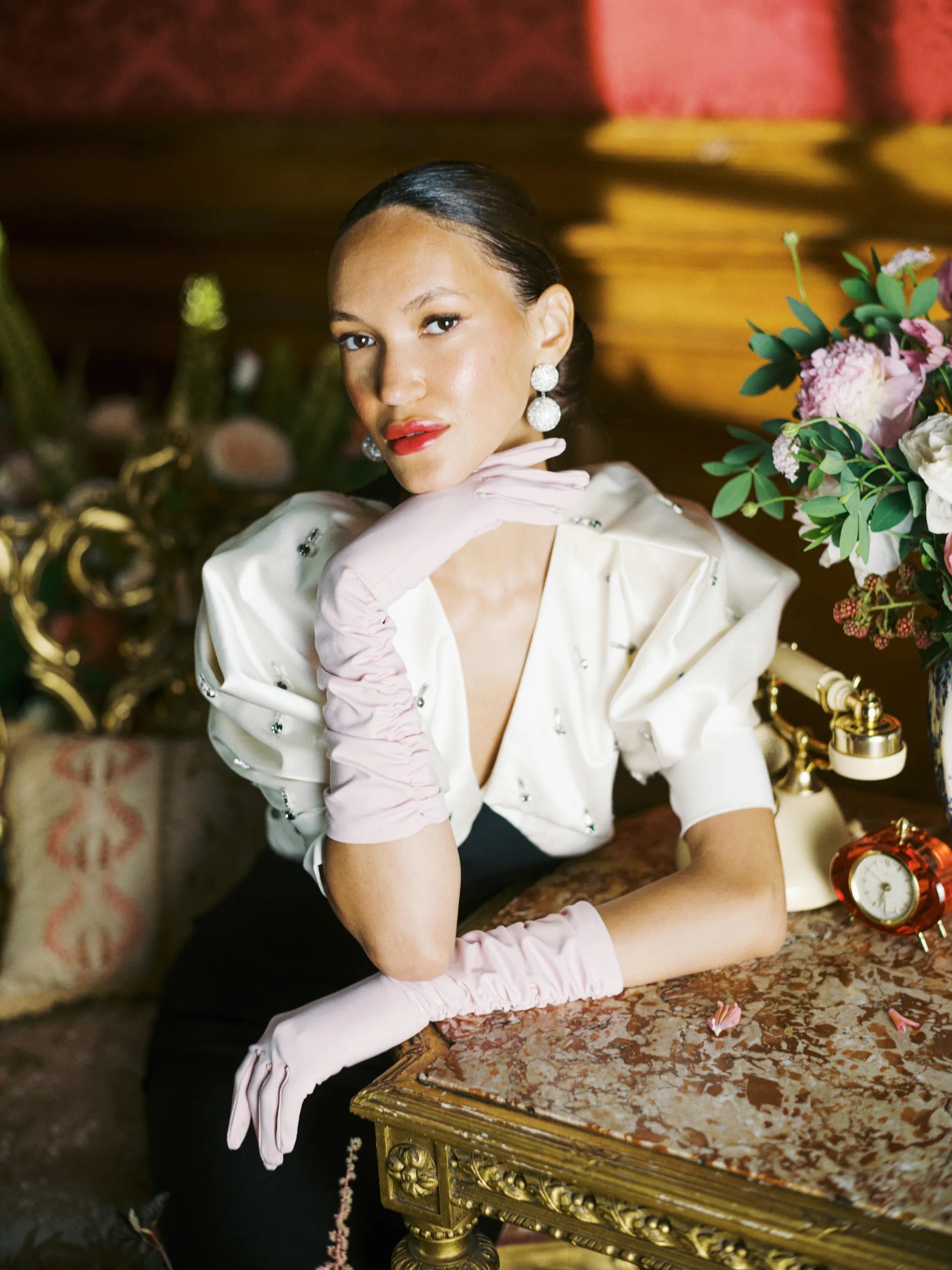 pink dress white gloves Women's Wrist Length White Day Glove | The Isabelle Glove
