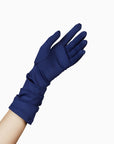 THE JILL mid length glove in Parisian blue with open palm.