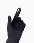 Women’s black touchscreen gloves with technology friendly index finger.