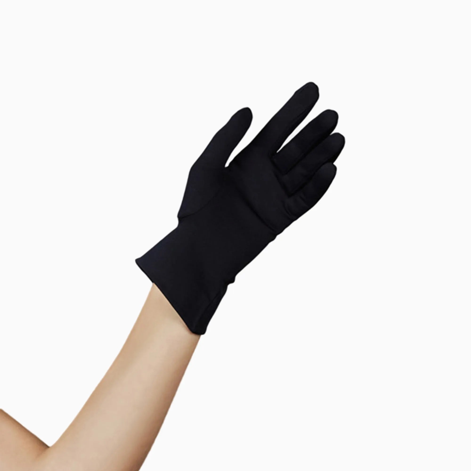 Open palm of THE ISABELLE wrist day glove in black.