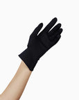 Open palm of THE ISABELLE wrist day glove in black.
