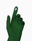 An elegant 3d model of THE JILL - Green Mid Length Glove - Holiday Edition by LadyFinch pointing at a white background.