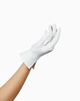 THE ISABELLE wrist lengths women's luxury gloves in white.