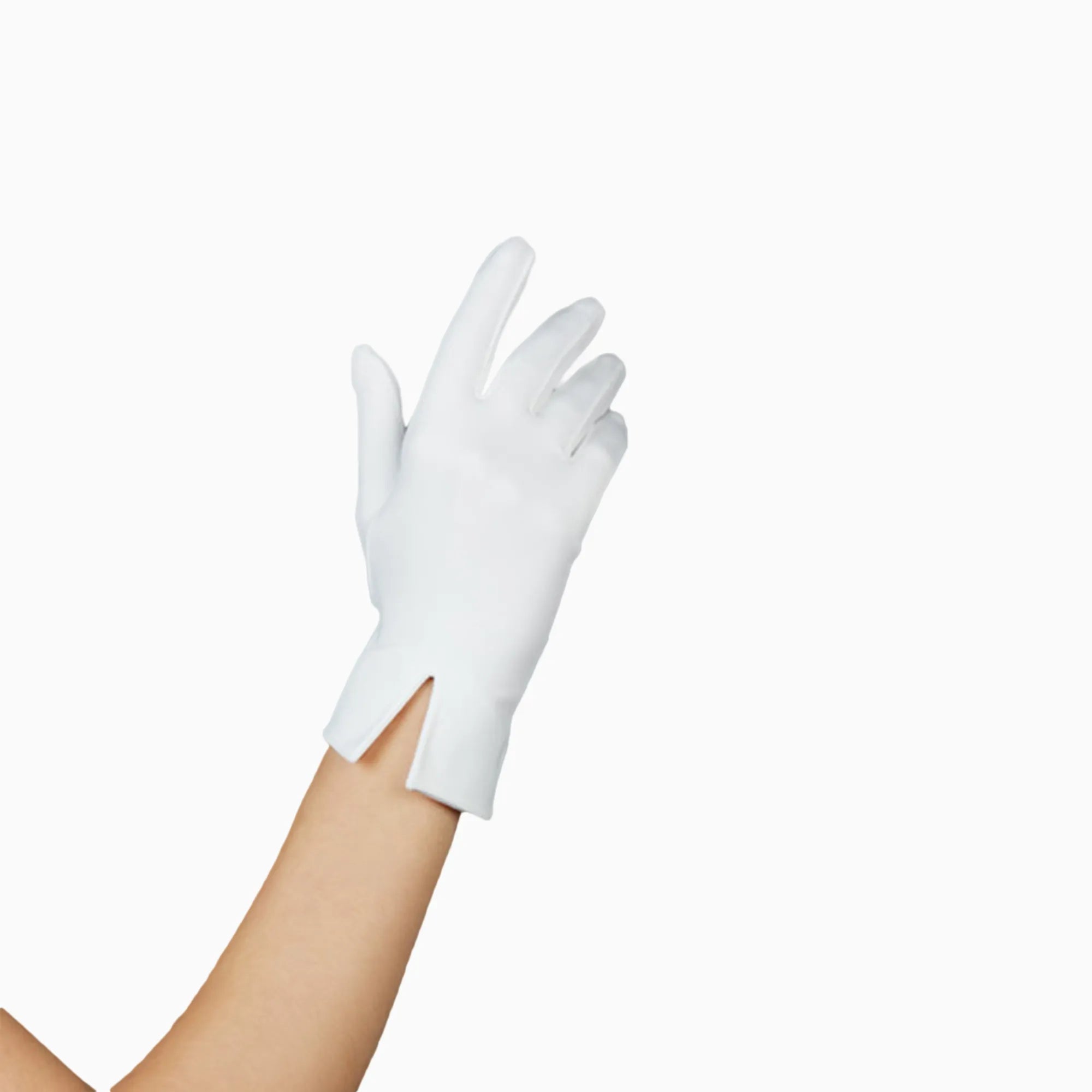 THE ISABELLE wrist length white gloves back.