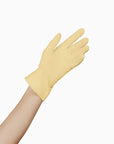 THE ISABELLE wrist dress day glove in yellow showing open palm.